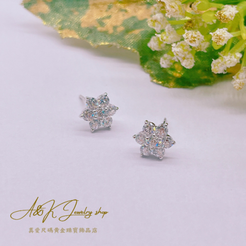 華麗雪花紛飛 K金耳環