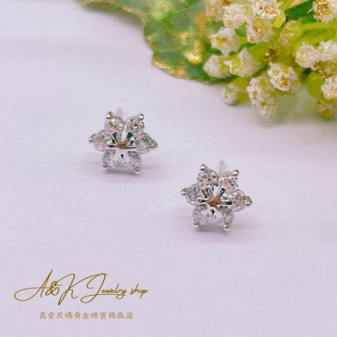 冰晶霜雪花 K金耳環